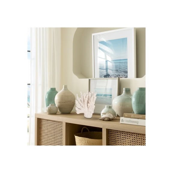 Coastal Coral Figurine Decor - Realistic Resin Sculpture - Ocean-Inspired Accent for Home, Office, Bedroom, Living Room - 10" White