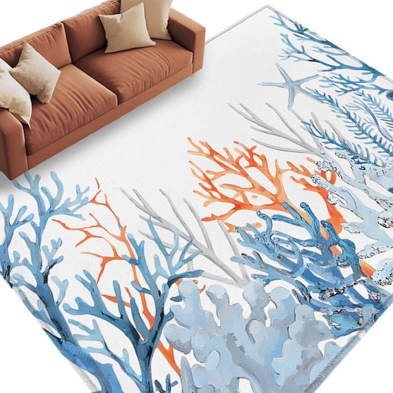 Coastal Coral Large Area Rugs for Bedroom Living Room, Soft Non Slip ...