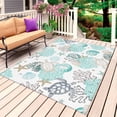 thumbnail image 1 of Coastal Coral Outdoor Rug 4x6 Ft, Non Slip Washable Area Rug, Ocean Nautical Turtle Seashells Starfish Patio Rugs Carpet Runner, Large Floor Mat for Indoor/Outdoor Deck Porch Camping, 1 of 8