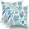 thumbnail image 1 of Coastal Coral Seashell Blue Sea Throw Pillow Case Decorative Beach Tree Ocean Themed Pillow Cases Set of 2 Cotton Square Couch Cushion Cover for Sofa Armchair Bedroom Livingroom Dec, 1 of 6