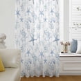thumbnail image 1 of Coastal Coral Semi Sheer Curtains Drapes for Living Room, Bedroom, French Doors Window 45 Inches Long, Ocean Starfish Blue Conch Summer Sea Rod Pocket Chiffon Curtain Drapery Voile Draperies Panel, 1 of 6