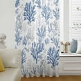 thumbnail image 1 of Coastal Coral Semi Sheer Curtains Drapes for Living Room, Bedroom, French Doors Window 84 Inches Long, Blue Grey Ocean Marine Plant Summer Fish Rod Pocket Chiffon Curtain Drapery Voile Drape Panel, 1 of 6