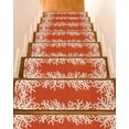 thumbnail image 1 of Coastal Coral Stair Treads for Wooden Steps Indoor Runner Rug Carpet, Orange White Ocean Marine Nautical Beach 15 Pieces Peel and Stick Staircase Step Treads Covers Washable Throw Door Mats, 30"x8", 1 of 5