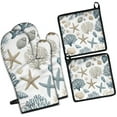 thumbnail image 1 of Coastal Coral Starfish Kitchen Oven Mitt and Pot Holder Sets 4 Pcs for Baking, Cooking and Grilling, Heat Resistant Up To 392 °F, 1 of 7