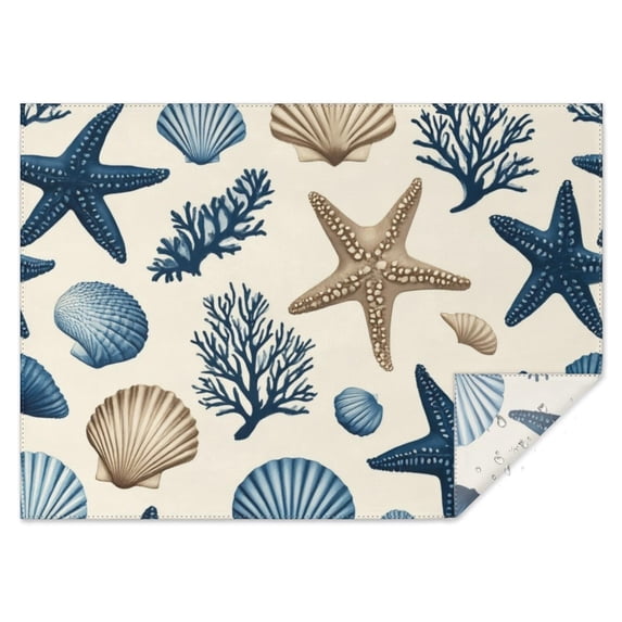 Coastal Coral Starfish Rectangle Tablecloth 60"x84",Waterproof Polyester Rectangle Table Cloth, Wipeable Spillproof Polyester Tablecloth for Dining, Camping, Indoor and Outdoor