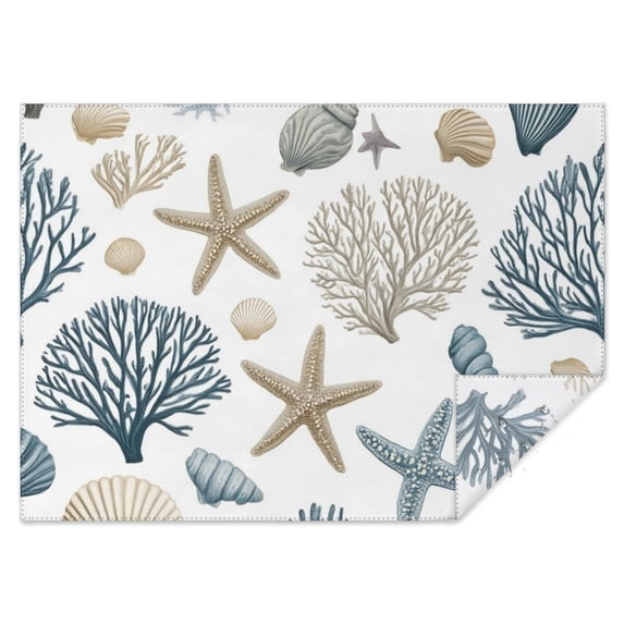 Coastal Coral Starfish Rectangle Tablecloth 60"x84",Waterproof Polyester Rectangle Table Cloth, Wipeable Spillproof Polyester Tablecloth for Dining, Camping, Indoor and Outdoor