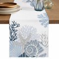 thumbnail image 1 of Coastal Coral Table Runner 70 Inches, Ocean Starfish Beach Conch Haze Blue Marine Life Bed Runner Dresser Scarves Tabletop for Indoor Outdoor Parties/Ceremony/Banquet, 13" x 70", 1 of 9