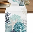 thumbnail image 1 of Coastal Coral Table Runner 70 Inches, Ocean Starfish Beach Conch Turquoise Marine Life Bed Runner Dresser Scarves Tabletop for Indoor Outdoor Parties/Ceremony/Banquet, 13" x 70", 1 of 9