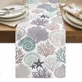 thumbnail image 1 of Coastal Coral Table Runner - 72 Inch Long, Kitchen Dining Table Runner Dresser Scarves, Nautical Ocean Beach Conch Shells Starfish Farmhouse Decor for Coffee Tables Wedding Party Banquet, 1 of 8