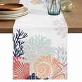 thumbnail image 1 of Coastal Coral Table Runner 72 Inches, Ocean Starfish Beach Conch Orange Marine Life Bed Runner Dresser Scarves Tabletop for Indoor Outdoor Parties/Ceremony/Banquet, 14" x 72", 1 of 9
