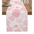 thumbnail image 1 of Coastal Coral Table Runners 108 Inches Long, Cotton Linen Fabric Table Runner Dresser Scarf, Pink Nautical Starfish Ocean Shell Beach Tablerunner for Party/Kitchen/Dinner/Wedding Decor 13''x108'', 1 of 7