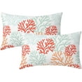 thumbnail image 1 of Coastal Coral Teal Pillow Covers 12X20 Inch Beach Ocean Themed Couch Pillow Cases Nautical Summer Sea Throw Pillows Set of 2 Modern Home Decor for Room Bedroom Porch Patio Cushion Outdoor, 1 of 6