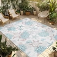 thumbnail image 1 of Coastal Coral Turtle Outdoor Rug for Patio/Deck/Porch, Non-Slip Large Area Rug 6 x 9 Ft, Aqua Ocean Conch Starfish Summer Beach Indoor Outdoor Rugs Washable Area Rugs, Camping Rug Carpet Runner, 1 of 8