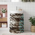 thumbnail image 1 of Coastal Corals Under Sink Curtain for Closet, Privacy Short Cabinet Curtains, Turquoise White Ocean Life Shabby Wooden Self Adhesive RV/Open Cabinet Skirt Adds Bathroom Storage 11"x13", 1 of 8