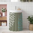 thumbnail image 1 of Coastal Corals Small Sink Skirt, Bathroom Vanity Cabinet Adhesive Curtain, Turquoise White Ocean Life Sage Green Art Utility Under Sink Cover Decorative Kitchen Cabinet Curtains 10"x11", 1 of 8