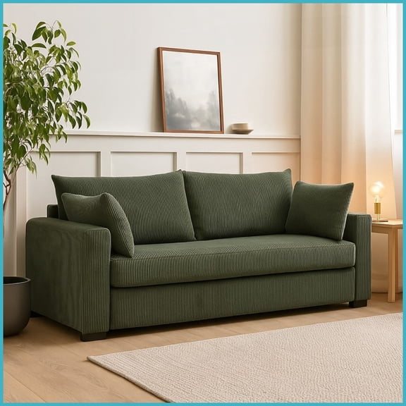 Coastal Corduroy Sofa - Soft Textured Fabric for Living Room & Vacation Homes