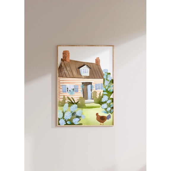 Coastal Cottage Print Nantucket Hydrangeas Unframed Paper Poster 8x10in