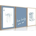 thumbnail image 1 of Coastal Cowgirl Canvas Wall Art Blue Coquette Bow Boots How Lucky Are We Bundle Playing Cards Pictures Wall Decor Fashionable college style Poster Print Artwork For Girls Room Dorm Unframed, 1 of 6