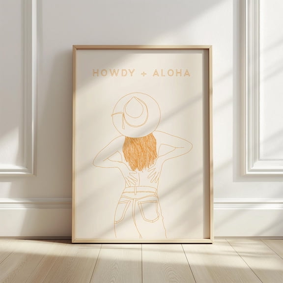 Coastal Cowgirl Line Art Print Dorm Wall Decor Poster Decor, Unframed Poster Size 12x18 F03.1.22l240