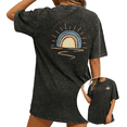 thumbnail image 1 of Coastal Cowgirl Stay Salty Surfboard Wash Print Tshirt S-2XL Washed Black Graphic Tees Casual Shirts for Christian Cowgirl Tops, 1 of 4
