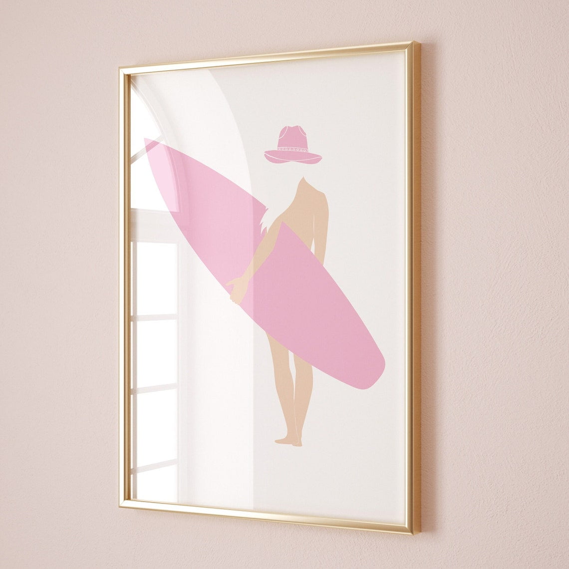 Coastal Cowgirl Canvas Wall Art - Surfer Girl Poster For Bedroom, Dorm, Apartment (16x24in Framed)