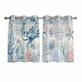 thumbnail image 1 of Coastal Crab Kitchen Curtains Short 45 Inch Length, Nautical Beach Ocean Conch Coral Starfish Grommet Top Bedroom Living Room Curtains, Light Filtering Cafe Curtain Drapes 2 Panels Set 84''x45'', 1 of 9