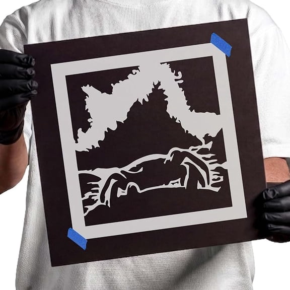 Coastal Crab Scene Stencil - 6 in - Usable on Wood, Wall and Fabric - Durable 14 Mil Mylar Plastic
