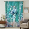 thumbnail image 1 of Coastal Crab Sheer Curtains 54" Long, Watercolor Ocean Animal Coral Jellyfish Wood Green Light Filering Curtains, Breathable Simi Curtain Privacy Drapes for Kitchen Bathroom Small Window Treatment, 1 of 8