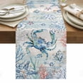 thumbnail image 1 of Coastal Crab Table Runner - 60 Inch Long, Kitchen Dining Table Runner Dresser Scarves, Nautical Beach Ocean Conch Coral Starfish Farmhouse Decor for Coffee Tables Wedding Party Banquet, 1 of 8