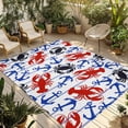 thumbnail image 1 of Coastal Crabs Outdoor Rug for Patio/Deck/Porch, Non-Slip Large Area Rug 4 x 6 Ft, Blue Red Nautical Anchor Lobster Marine Life Indoor Outdoor Rugs Washable Area Rugs, Camping Rug Carpet Runner, 1 of 8