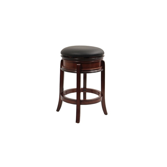 Coastal Craftsman 24" Swivel Counter Stool Solid Wood Faux Leather Black 20.75" x 20.75" x 25" Sturdy Ring Footrest with Foam Cushion