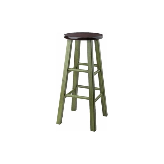 Coastal Craftsman 29" Bar Stool Rustic Green w/ Walnut Seat