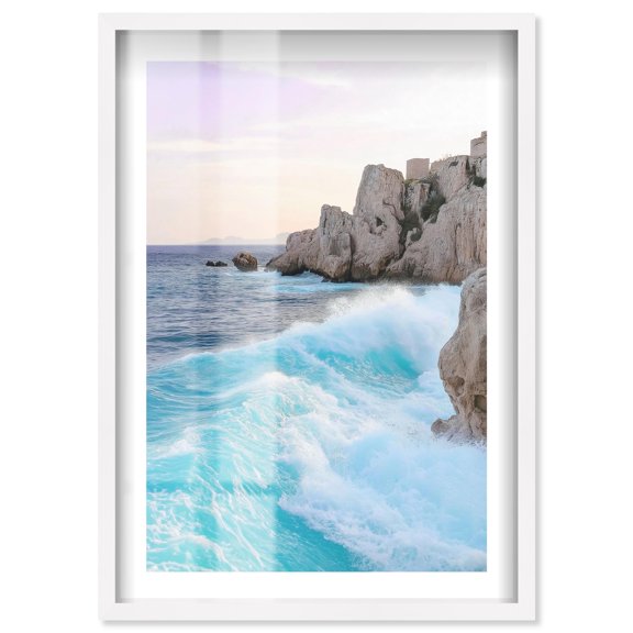 Coastal Crash II Shadowbox Print Travel Photography by Notoriart, White Frame, 11 x 16
