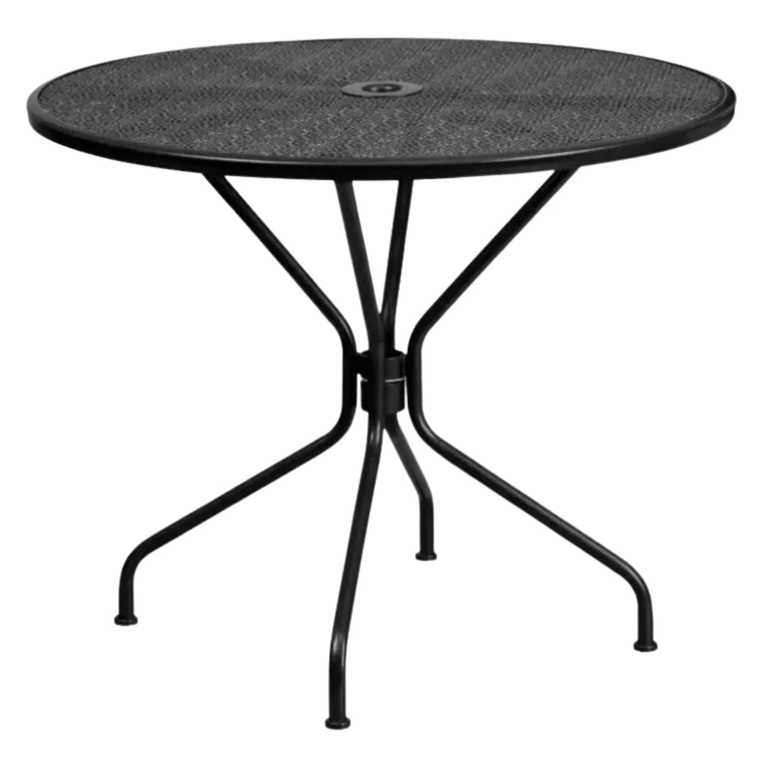 35.25" Round Black Steel Indoor-Outdoor Patio Table