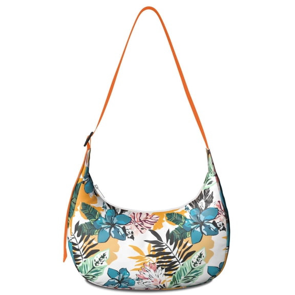 Coastal Crossbody Bag for Women, Fashionable Water-Resistant Hobo Purse with Hawaiian Island Classic and Vibrant Tropical Floral Patterns, Spacious and Durable Design