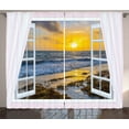 thumbnail image 1 of Ambesonne Coastal Curtains 2 Panel Set, Open Window Sunrise Sea, 108" x 90", Multicolor, 1 of 3