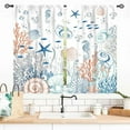 thumbnail image 1 of Coastal Curtains, Beach Theme Nautical Sea Turtle Starfish Seashell Seahorse Blackout Drapes for Bedroom Living Room Kids Room Bathroom Kitchen Window Treatments 2 Panel Sets, 55x39 Inch, 1 of 4