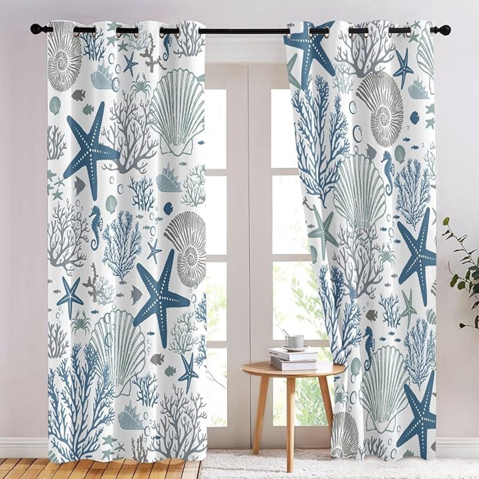 Coastal Curtains For Bedroom, Summer Beach Curtains For Windows, Blue ...