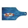 thumbnail image 1 of Coastal Cutting Board, in Crystal Clear Swimming Pool Summer Relaxing Vacation Sports Theme, Decorative Tempered Glass Cutting and Serving Board, Wine Bottle Shape, Blue Orange White, by Ambesonne, 1 of 1