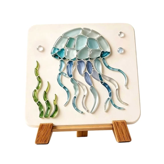 Coastal DIY Sea Glass Mosaic Kit 3D Ocean Animal Stained Glass Art Craft for Adults Handmade Home Garden Ornament Decor
