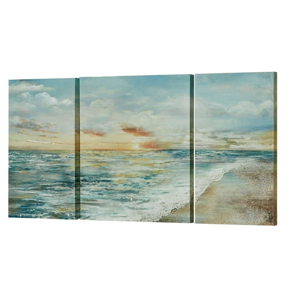 Coastal Dawn Canvas Triptych Wall Art Multi Cool Set of Three 3 Set of 3