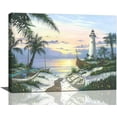 thumbnail image 1 of Coastal Decor Wall Art Ocean Lighthouse Pictures Wall Decor Beach Palm Tree Lighthouse Canvas Painting Prints Modern Artwork Home Decoration for Bathroom Bedroom Living Room 12"x16", 1 of 6