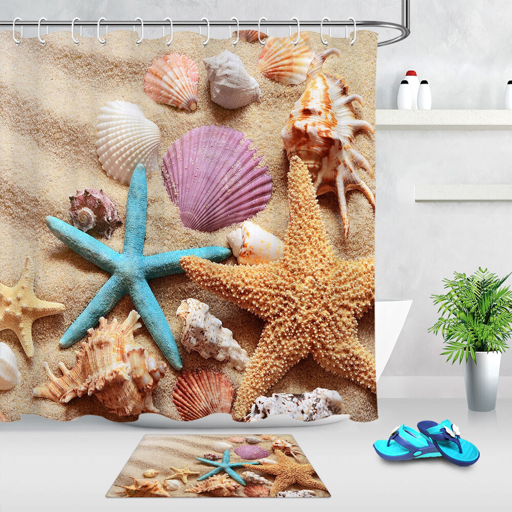 Coastal Delight Seashell Starfish Shower Curtain for a Beachy Bathroom Coastal Delight Seashell Starfish Shower Curtain for a Beachy Bathroom