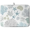 thumbnail image 1 of Coastal Dish Drying Mats for Kitchen Counter 18 x 24 Inch Summer Beach Drying Mat Coral Starfish Nautical Dish Rack Mat Ocean Themed Microfiber Absorbent Dish Drying Pad with Hanging Loop, 1 of 7