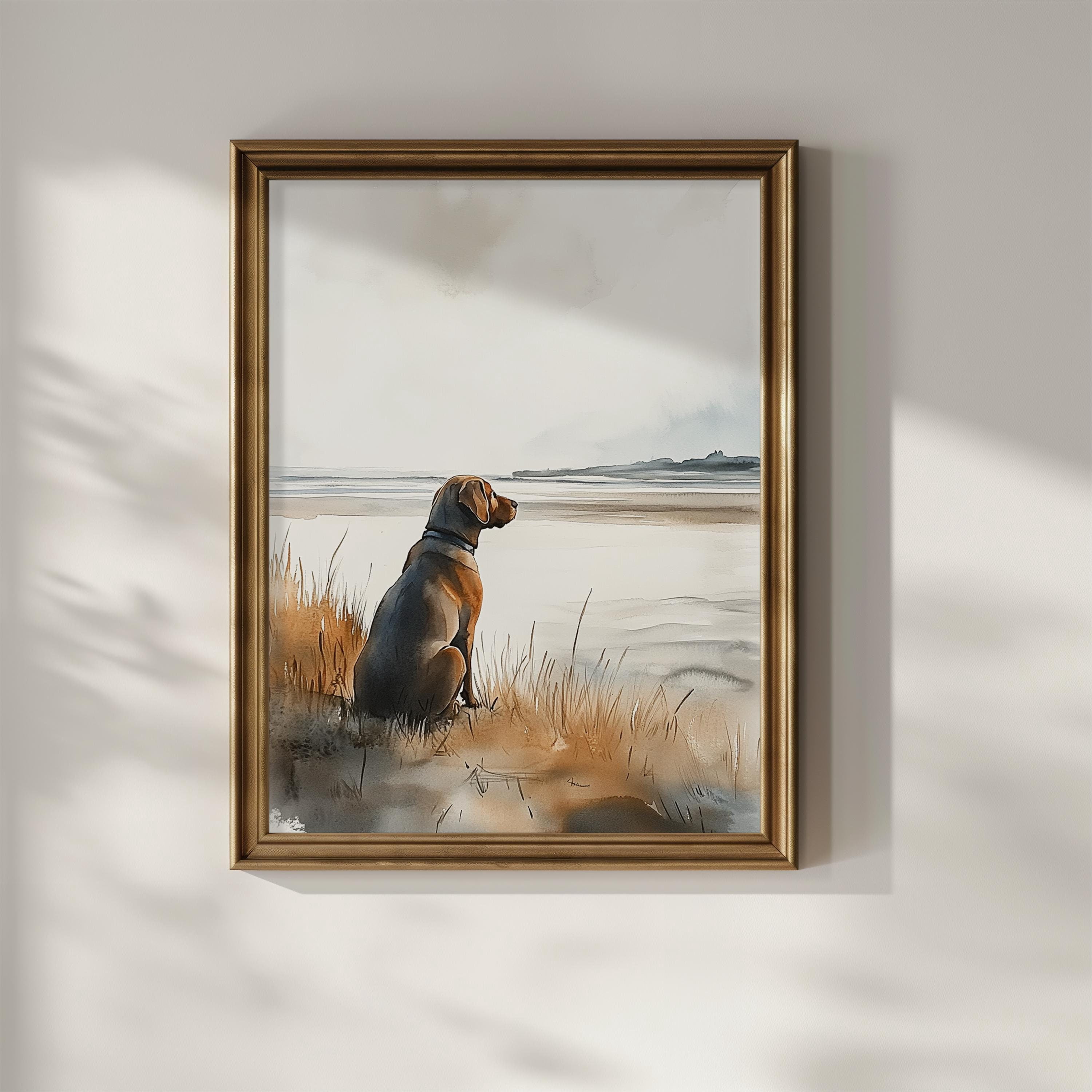 Coastal Dog Chocolate Labrador Beach House Lab Mom Watercolor Dog Lover ...