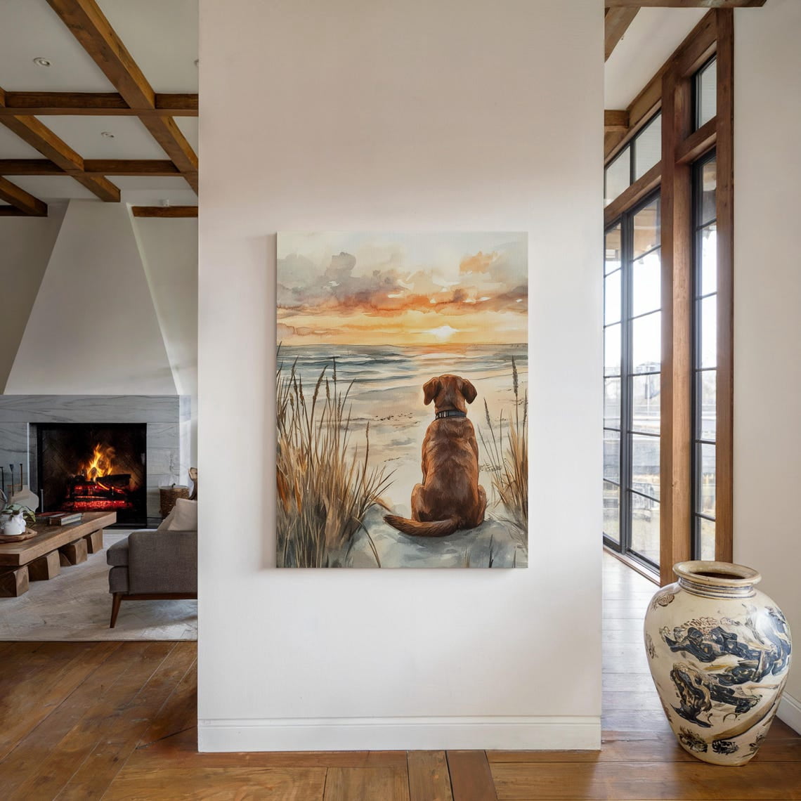 Coastal Dog Chocolate Labrador Beach Sunset Lab Mom Wall Art Print ...