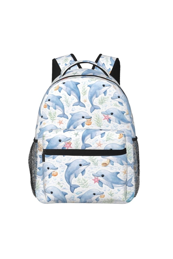Coastal Dolphin Pattern Backpack Lightweight Rucksack Travel Bag for Men and Women