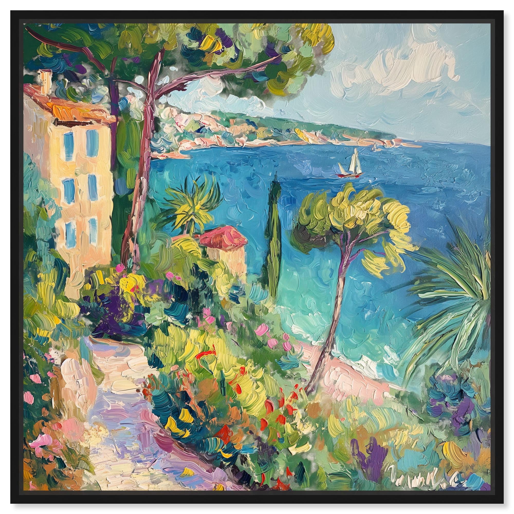 Coastal Dreamscape Canvas Classic Coastal Art by Art Remedy, Black ...