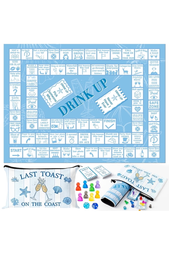 Coastal Drinking Board Games Set for Adults, Drink Up Board Game for Wedding Reunion Event Game Entertainment Party