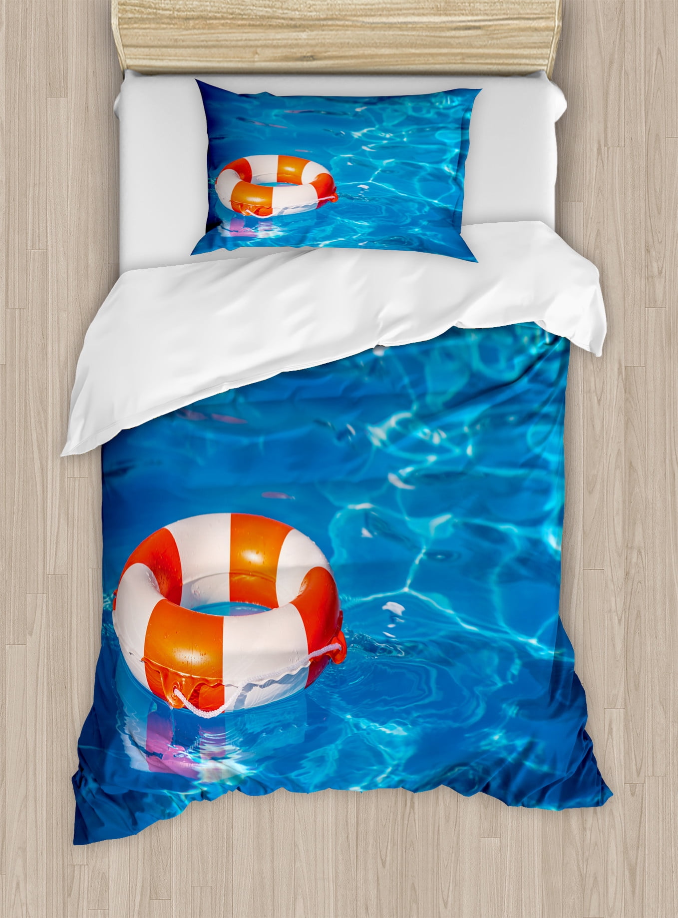 Coastal Duvet Cover Set, in Crystal Clear Swimming Pool Summer Relaxing — free download